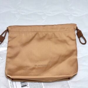 Burberry Beige Drawstring Cosmetic Pouch.